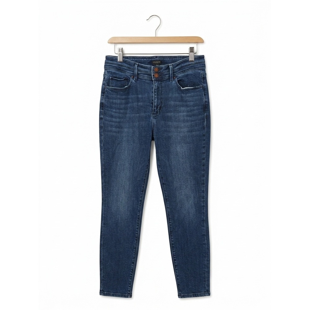 Ann Taylor Factory Womens Jeans Size 10 Skinny Dark Wash Double Button High Rise